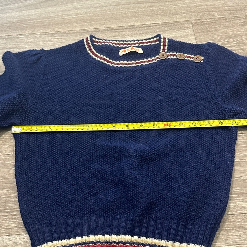 Pandora Vintage Navy Sweater with Red and White Stripes - Picture 11 of 13
